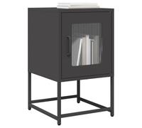 WHOPBXGAD Black Nightstand with Cold Rolled Steel Frame 36x39x60.5 cm, Sturdy Bedside Table with Spacious Storage & Metal Handles, Perfect for Bedroom, Living Room & Office