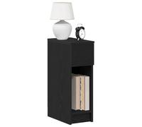 WHOPBXGAD Black Oak Nightstand with Drawer, Set of 2, 20x36x60 cm, Modern Bedside Table with Open Shelf, Sturdy Engineered Wood, Compact Storage for Bedroom, Living Room, Office