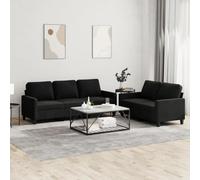 WHOPBXGAD Black Velvet 2 Piece Sofa Set with Cushions for Living Room, Modern Sectional Couch with Soft Fabric, Sturdy Wood Metal Frame, Comfortable Seating for Relaxing and Entertaining