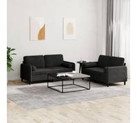 WHOPBXGAD Black Velvet 2-Piece Sofa Set with Cushions, Modern Living Room Furniture for Small Spaces, Comfortable Lounge Seating with Soft Upholstery and Sturdy Frame