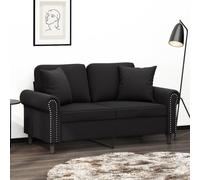 WHOPBXGAD Black Velvet 2 Seater Sofa 120 cm Modern Living Room Furniture with Soft Cushions for Relaxing TV Watching Comfortable Lounge Seating