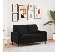 WHOPBXGAD Black Velvet 2 Seater Sofa 120 cm with Cushions, Modern Living Room Furniture for Relaxing, Reading and TV Watching, Soft Fabric, Sturdy Metal Frame, Removable Covers