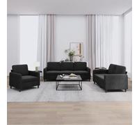 WHOPBXGAD Black Velvet 3 Piece Sofa Set with Soft Fabric, Comfortable Seating for Living Room, Modern Sectional Couch with Foam Cushions, Sturdy Wood Metal Frame