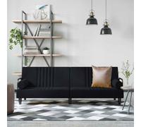 WHOPBXGAD Black Velvet Convertible Sofa Bed with Adjustable Backrest and Armrests for Living Room Guest Bedroom, Modern Sleeper Couch with Thick Padding and Plush Cushions, Easy Assembly Included