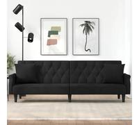 WHOPBXGAD Black Velvet Sofa Bed with Adjustable Backrest and Armrests, Convertible Sleeper Couch for Living Room, Guest Room, Modern Furniture with Plush Cushions and Sturdy Wood Frame