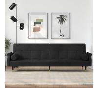 WHOPBXGAD Black Velvet Sofa Bed with Adjustable Backrest and Chesterfield Arms, Convertible Sleeper Couch for Living Room and Guest Room, Modern Furniture with Plush Cushions and Metal Legs