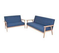 WHOPBXGAD Blue Fabric 2 Piece Sofa Set with 2 Seater and 3 Seater Couch, Comfortable Polyester Upholstery, Solid Wood Frame for Living Room, Easy Assembly Modern Furniture for Home Decor