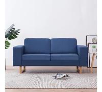 WHOPBXGAD Blue Fabric 2 Seater Sofa for Living Room and Office, Comfortable Couch with Removable Cushions, Wood Frame and Durable Iron Legs, Modern Home Furniture 156x82x75cm