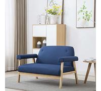 WHOPBXGAD Blue Fabric 2 Seater Sofa with Soft Polyester Upholstery, Solid Wood Frame Structure for Living Room, Bedroom, Easy Assembly Modern Comfortable Couch for Relaxing and TV Watching
