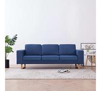 WHOPBXGAD Blue Fabric 3 Seater Sofa for Living Room Office Decor with Removable Cushions, Comfortable Modern Couch with Wood Frame and Iron Legs, 200x82x75cm