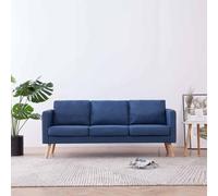 WHOPBXGAD Blue Fabric 3 Seater Sofa with Removable Cushions, Modern Living Room Furniture for Home Office Decor, Comfortable Sofa with Wood Frame Structure and Soft Polyester Upholstery