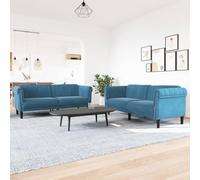 WHOPBXGAD Blue Velvet 2 Piece Sofa Set, Modern Living Room Furniture with Soft Upholstery, Comfortable 2 Seater and 3 Seater Couch for Relaxation, Entertainment and Home Decor