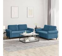 WHOPBXGAD Blue Velvet 2-Piece Sofa Set with Cushions for Living Room, Modern Sectional Couches with Soft Fabric, Sturdy Structure and Comfortable Seating, Perfect for Chatting and Relaxing