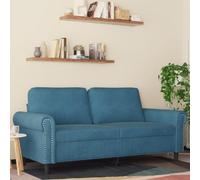 WHOPBXGAD Blue Velvet 2 Seater Sofa 140cm Modern Living Room Furniture with Soft Fabric and Sturdy Metal Frame for Relaxing and Entertaining