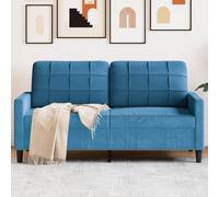 WHOPBXGAD Blue Velvet 2 Seater Sofa 140cm Modern Living Room Furniture with Soft Fabric, Sturdy Metal Frame and Thick Cushions for Relaxing, Reading, TV Watching