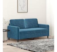 WHOPBXGAD Blue Velvet 2 Seater Sofa 140cm Modern Living Room Furniture with Soft Fabric, Sturdy Metal Frame and Thick Cushions for Relaxing, Reading and TV Watching