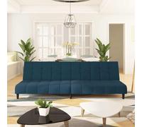 WHOPBXGAD Blue Velvet 2 Seater Sofa Bed Convertible Guest Bed with Wood Frame for Living Room Small Space Apartment, Comfortable Sleeper Couch with Soft Fabric