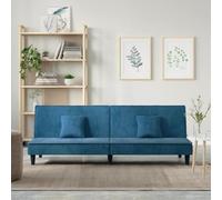 WHOPBXGAD Blue Velvet Sofa Bed with Adjustable Backrest, Convertible Sleeper Sofa for Living Room and Guest Room, Comfortable Upholstered Couch with Thick Padding and 2 Decorative Pillows
