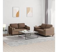 WHOPBXGAD Brown Fabric 2-Piece Sofa Set with Cushions for Living Room, Comfortable Lounge Furniture with Durable Upholstery, Modern Seating for Home Decor and Relaxation
