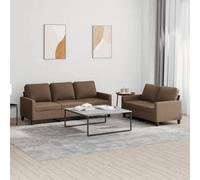 WHOPBXGAD Brown Fabric 2-Piece Sofa Set with Cushions for Living Room, Modern Sectional Couch with Comfortable Seating, Durable Structure, Perfect for Relaxing and Entertaining Guests