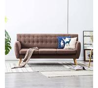 WHOPBXGAD Brown Fabric 3 Seater Sofa 172x70x82cm Modern Living Room Furniture with Foam Cushions and Rubber Wood Legs for Relaxing and Entertainment