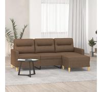 WHOPBXGAD Brown Fabric 3 Seater Sofa with Ottoman 180 cm, Modern Living Room Furniture for Relaxing and Entertaining, Durable Plywood Structure, Comfortable Foam Cushions
