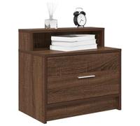 WHOPBXGAD Brown Oak Nightstand with Drawer 51x31x47 cm, Modern Bedside Table for Bedroom, Sturdy Engineered Wood Storage Cabinet with Open Shelf, Easy Assembly, Compact Design for Small Spaces