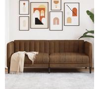 WHOPBXGAD Brown Synthetic Suede 2 Seater Sofa for Living Room, Modern Durable Faux Leather Loveseat with Comfortable Cushions, Perfect for Relaxing and Entertaining Guests