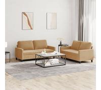 WHOPBXGAD Brown Velvet 2-Piece Sofa Set with Cushions for Living Room, Soft Fabric Upholstery, Sturdy Wood Metal Frame, Comfortable Seating for Relaxation and Entertainment