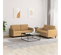 WHOPBXGAD Brown Velvet 2-Piece Sofa Set with Plush Cushions, Modern Living Room Furniture for Small Spaces, Comfortable Couches with Sturdy Wood Frame and Soft Fabric