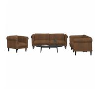 WHOPBXGAD Brown Velvet 3 Piece Sofa Set with Soft Fabric, Comfortable Seating for Living Room, Modern Furniture for Home Decor, Includes Loveseat and Sectional