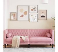 WHOPBXGAD Chesterfield Sofa 3 Seater Pink Velvet Cushions Living Room Furniture with Thick Padding and Button Tufted Design for Home Decor