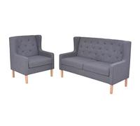 WHOPBXGAD Conjunto de sofás 2 Piezas Gris Moderno Living Room Set Tela poliéster cómodo fácil Montaje Estructura Madera sólida para Sala de Estar y Descanso