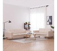 WHOPBXGAD Conjunto de sofás 2 Piezas Tela Color Crema, Juego de Sala Moderno para Living Room y Oficina, Estructura Madera Resistente, Cojines extraíbles Lavables, máximo Confort