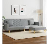 WHOPBXGAD Convertible Sofa Bed 2 Seater with Ottoman and Pillows, Light Gray Fabric, Adjustable Backrest, Guest Bed for Living Room and Small Space
