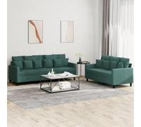 WHOPBXGAD Dark Green Velvet 2-Piece Sofa Set with Cushions, Modern Living Room Furniture for Small Spaces, Comfortable Sectional Couch with Soft Fabric and Sturdy Structure
