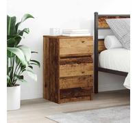 WHOPBXGAD Elegant Nightstand with 3 Drawers Vintage Wood Finish 39x35x65cm, Bedside Table with Spacious Storage for Bedroom Decor, Sturdy Engineered Wood Construction, Easy to Clean Surface