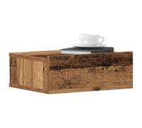 WHOPBXGAD Floating Night Stands Set of 2, Wall Mounted Bedside Tables with Storage Shelf, Aged Wood Finish, Space Saving Design for Small Rooms, 40x32x15 cm, Holds 40kg Each