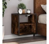 WHOPBXGAD Floating Nightstand 2 Pack Wall Mounted, Smoked Oak Color, 40x31x39.5 cm, Space Saving Bedside Table with 2 Shelves, Sturdy Engineered Wood & Metal for Bedroom, Living Room