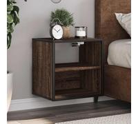 WHOPBXGAD Floating Nightstand Wall Mounted 2 Pack Oak Brown 40x31x39.5 cm with 2 Shelves, Space Saving Bedside Table for Small Rooms, Sturdy Engineered Wood & Metal Design, Holds 60kg