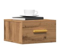 WHOPBXGAD Floating Nightstand Wall Mounted 35x35x20cm Oak Artisan Finish, Space Saving Bedside Table with Storage Shelf for Bedroom, Living Room, Durable Engineered Wood, Easy to Install