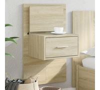 WHOPBXGAD Floating Nightstand with LED Lights, Wall Mounted Bedside Table, Modern Storage Shelf for Small Spaces, Sonoma Oak Finish, USB Port, Space Saving Design