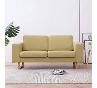 WHOPBXGAD Green Fabric 2 Seater Sofa with Removable Cushions for Living Room and Office, Comfortable Modern Couch with Wooden Frame and Iron Legs, 156x82x75cm
