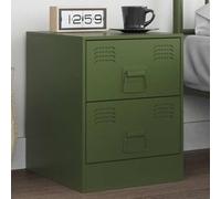 WHOPBXGAD Green Steel Nightstand 34.5x39x44 cm, Elegant Bedside Table with Storage Shelf, Durable Metal End Table for Bedroom Living Room, Easy to Clean & Assemble with Practical Handles