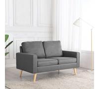 WHOPBXGAD Grey Fabric 2 Seater Sofa with Soft Cushions, Modern Living Room Furniture for Small Spaces, Comfortable Couch with Solid Wood Frame, Perfect for Apartments and Homes
