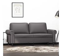 WHOPBXGAD Grey Synthetic Leather 2 Seater Sofa 140cm Modern Living Room Furniture with Thick Cushions, Durable Faux Leather Couch for Home Lounge TV Watching Relaxation