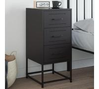 WHOPBXGAD Industrial Black Steel Nightstand 36x39x78 cm with Wall Mount, Sturdy Metal Bedside Table with Storage Shelf for Living Room, Bedroom, Study Room - Easy to Clean & Spacious