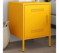 WHOPBXGAD Industrial Mustard Yellow Steel Nightstand 36x39x50.5 cm with Wall Mount, Sturdy Metal Bedside Table with Storage Space for Living Room, Bedroom, Study