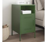 WHOPBXGAD Industrial Night Stand Olive Green Steel 36x39x68 cm with Adjustable Legs, Spacious Storage & Wall Mounting, Cold Rolled Metal Bedside Table for Living Room & Bedroom