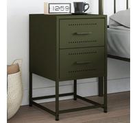 WHOPBXGAD Industrial Nightstand Olive Green Steel 36x39x60.5 cm with Wall Mount, Sturdy Bedside Table with Large Storage Space, Multi-Purpose Side Table for Living Room Bedroom Office